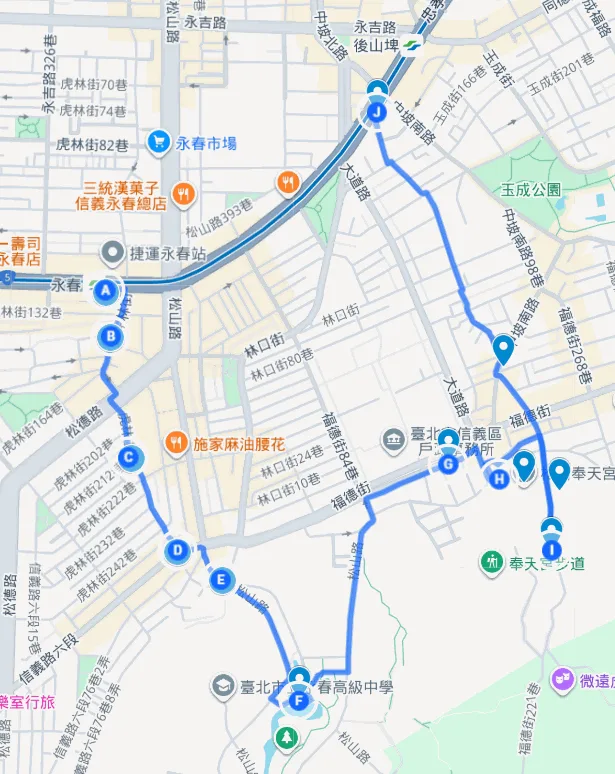 信義區水文密碼道路疊合圖